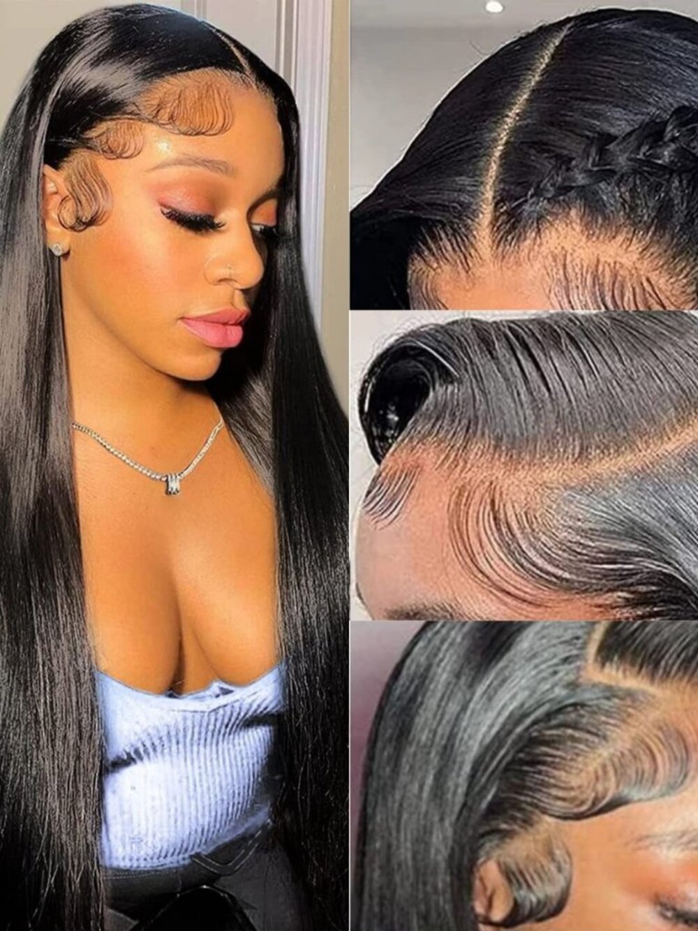 13x6 Lace Front Wigs Human Hair 180 Density 28 Inch Straight Wig